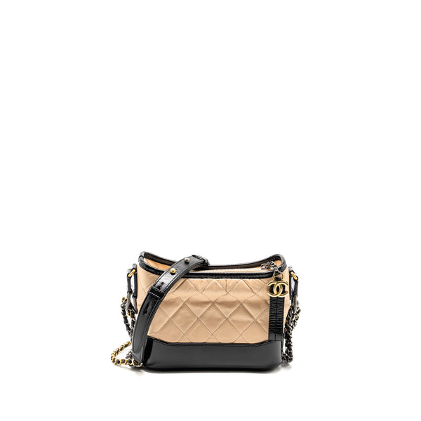 Chanel Small Gabrielle Hobo Bag Calfskin Beige Multicolour Hardware