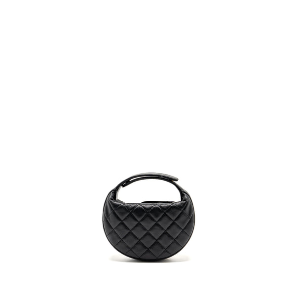 Chanel 23b Round Clutch Caviar Black LGHW (microchip)