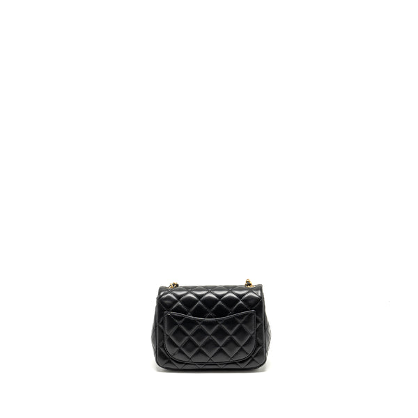 Chanel Pearl Crush Mini Square Flap Bag Lambskin Black GHW (microchip)