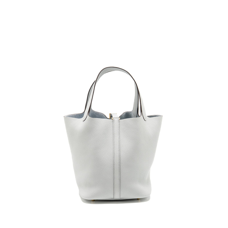 Hermes Picotin 22 Lock Bag Clemence Blue Pale GHW Stamp B