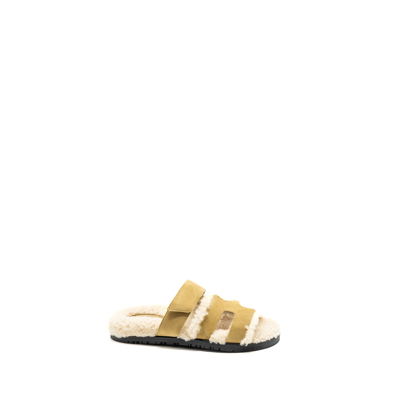 Hermes size 36 chypre sandals chevre velours beige albatre