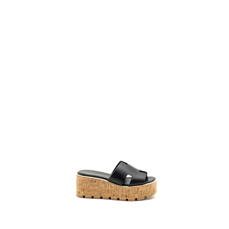 Hermes Size 37 EZE 30 Sandals Calfskin Black