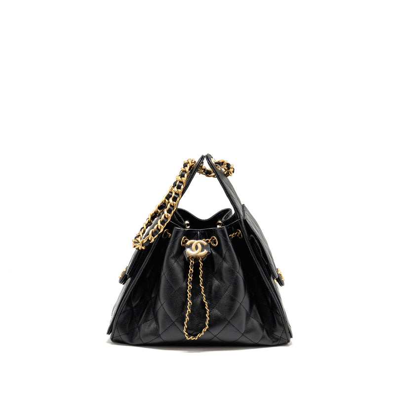 Chanel Small 25 Handbag Grained Calfskin Black GHW (Microchip)