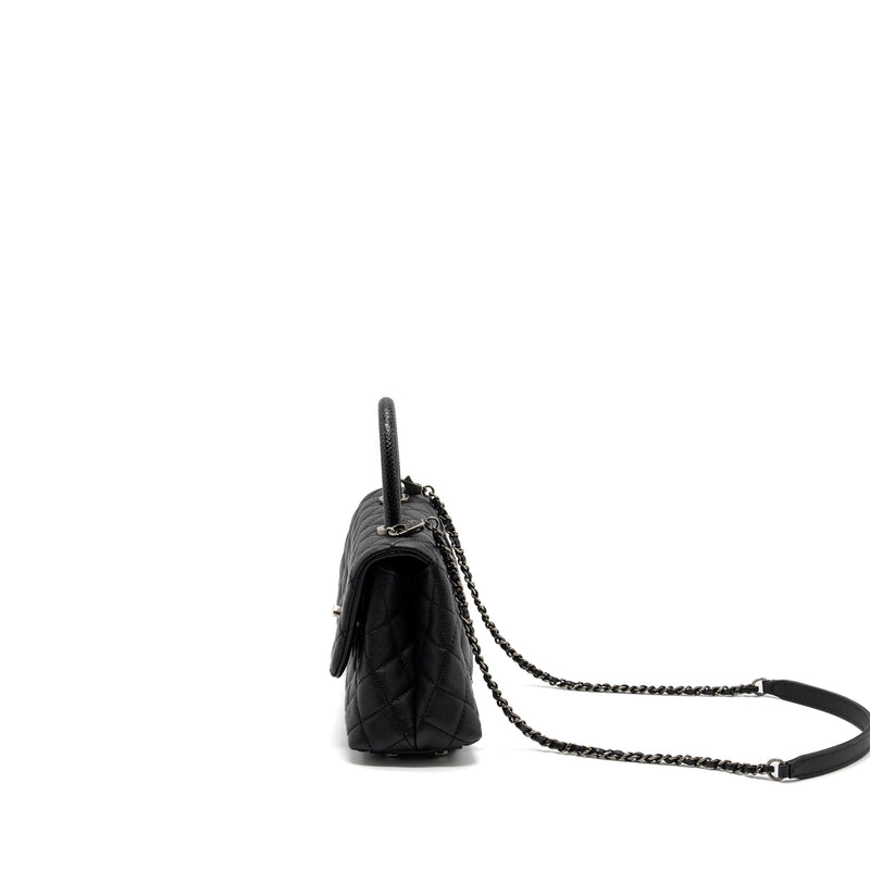 Chanel small coco handle caviar / lizard handle black ruthenium hardware