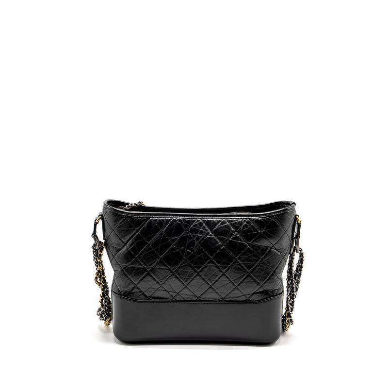 Chanel Gabrielle Hobo Bag Calfskin BLACK Multicolour Hardware