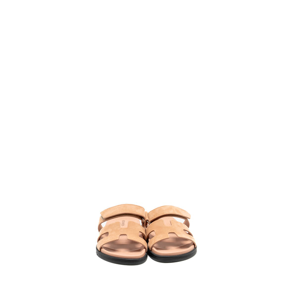 Hermes Size 37 Chypre Sandals Chèvre Goatskin / Suede Nude