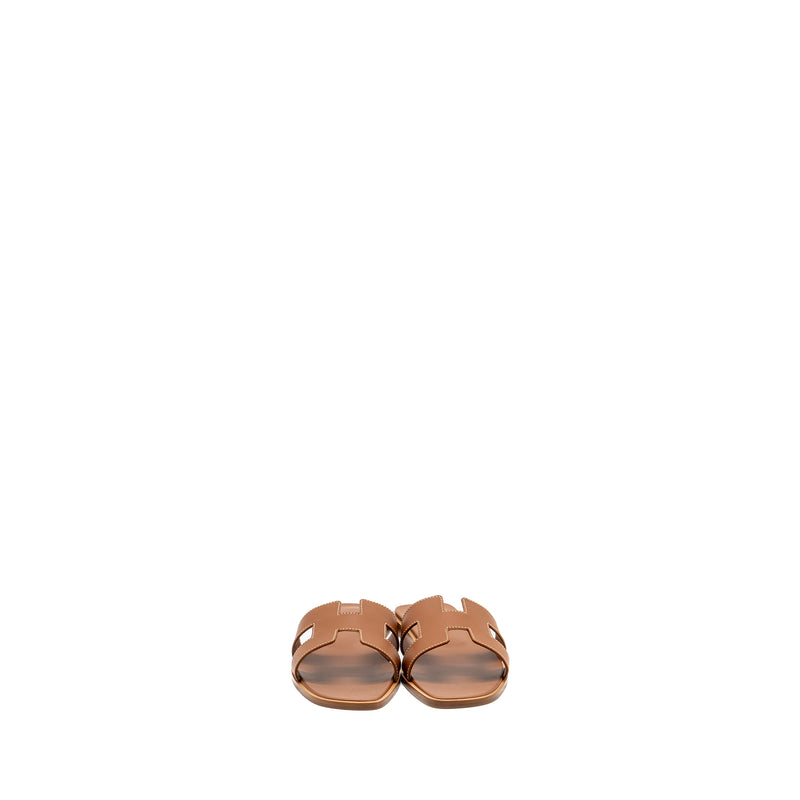 Hermes Size 37.5 Oran Sandals Calfskin Gold