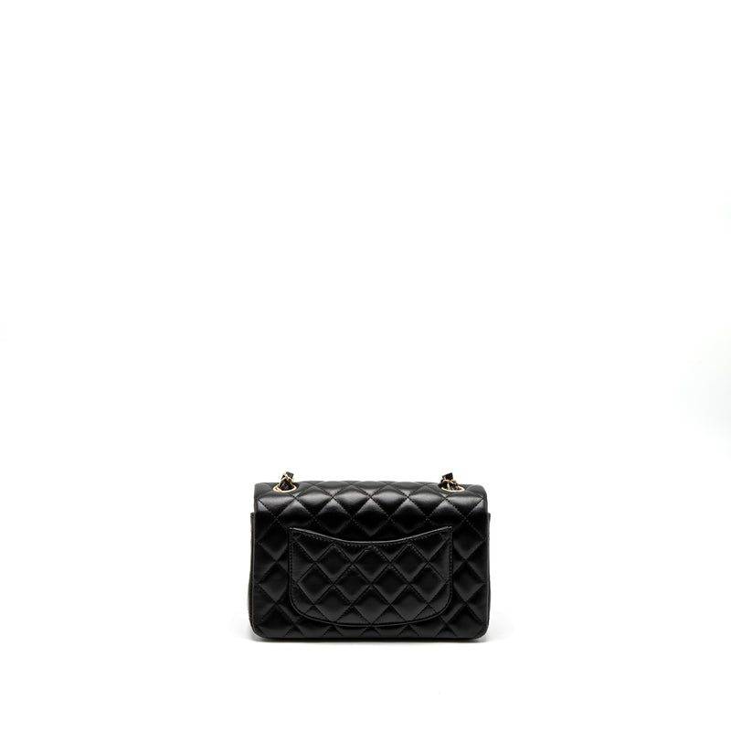 Chanel Classic Mini Rectangular Flap Bag Lambskin Black LGHW (Microchip)
