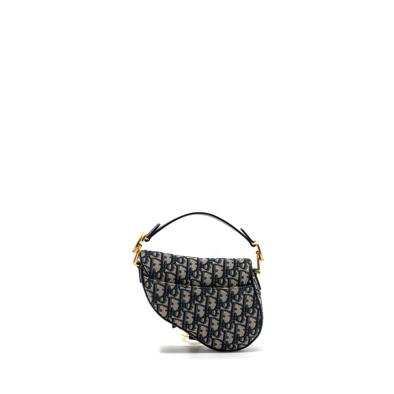 Dior Mini Saddle Bag Blue Oblique Jacquard GHW