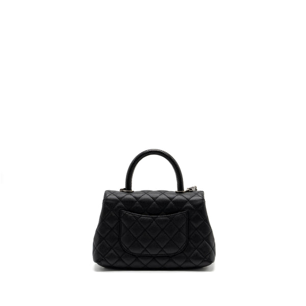 Chanel small coco handle caviar / lizard handle black ruthenium hardware