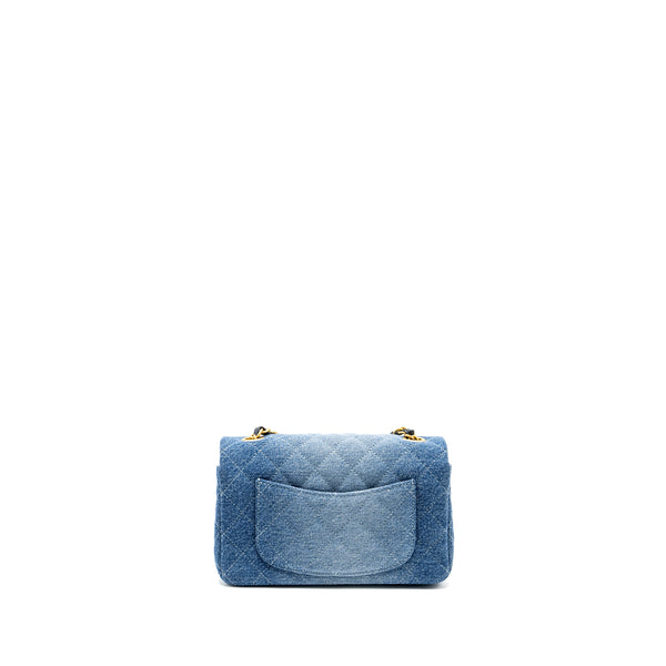 CHANEL 24S Mini Rectangular Flap Bag Denim Blue GHW (Microchip)