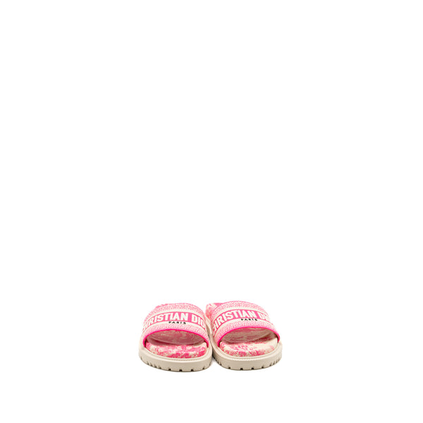 Dior size 37.5 Sandals Embroidered Cotton/ Rubber Pink