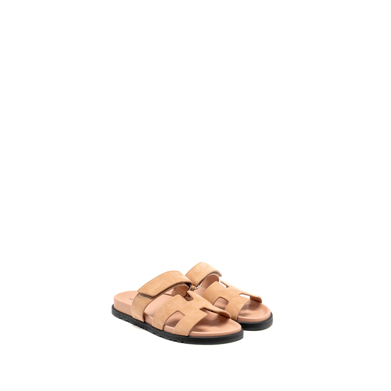 Hermes Size 37 Chypre Sandals Chèvre Goatskin / Suede Nude