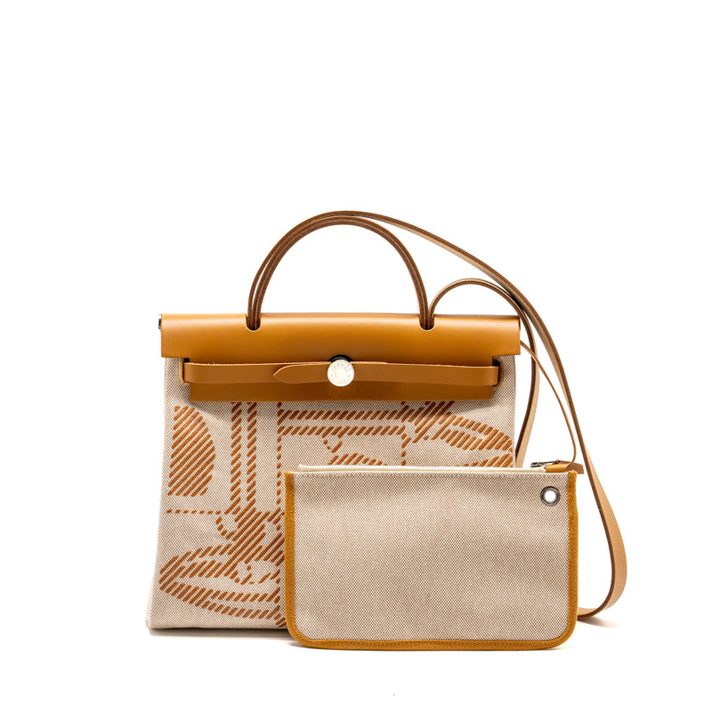 Hermes Herbag Zip 31 Toile H En Relief Brides Gala Nat Sable/Ecru Beige SHW Stamp Z