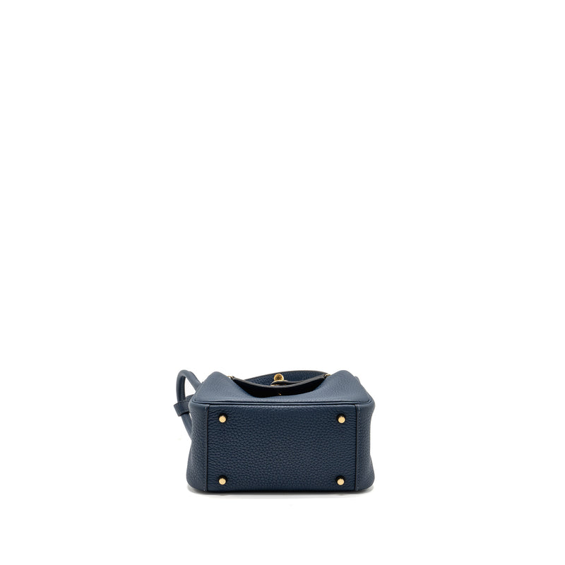 Hermes Mini Lindy Clemence Bleu De Prusse GHW Stamp W