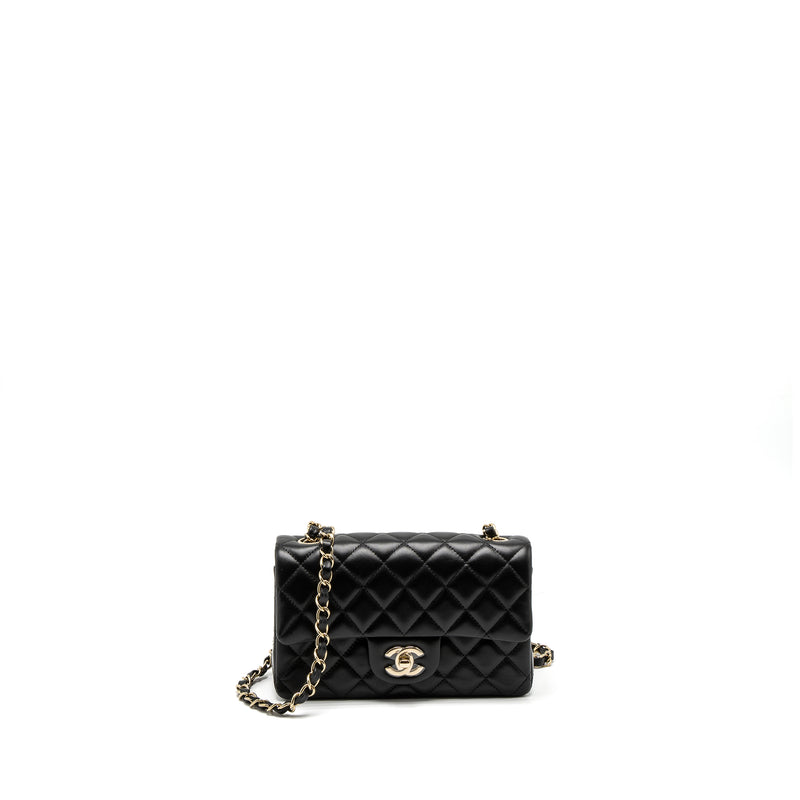 Chanel Classic Mini Rectangular Flap Bag Lambskin Black LGHW (Microchi