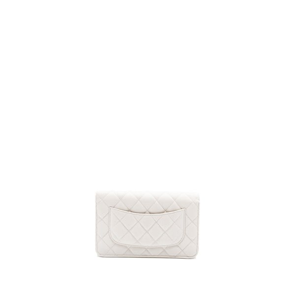 CHANEL classic wallet on chain caviar white LGHW (Microchip)