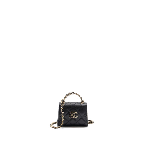 Chanel Mini Top Handle Flap Bag Caviar Black LGHW (microchip)