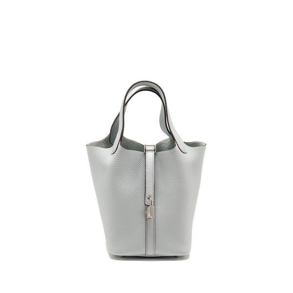 Hermes Picotin 18 Lock Bag Clemence Blue Pale SHW Stamp W
