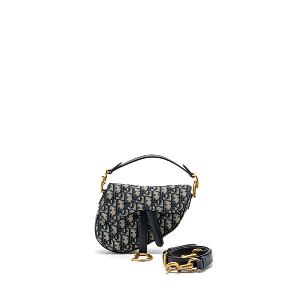 Dior Mini Saddle Bag Blue Oblique Jacquard GHW