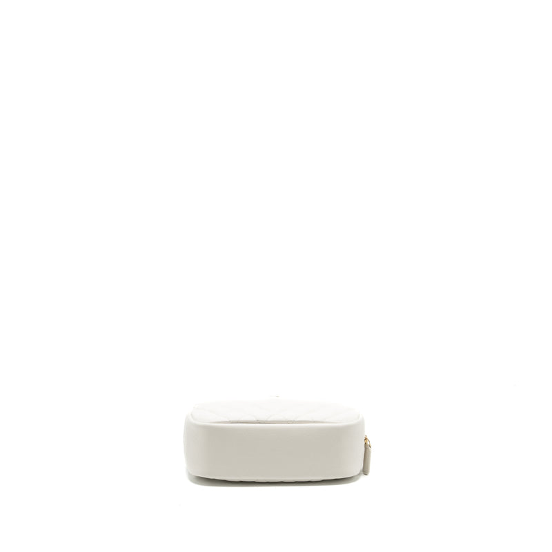 Chanel timeless classic pouch grained calfskin white LGHW (microchip)