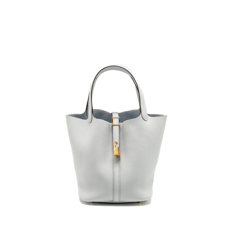 Hermes Picotin 22 Lock Bag Clemence Blue Pale GHW Stamp B