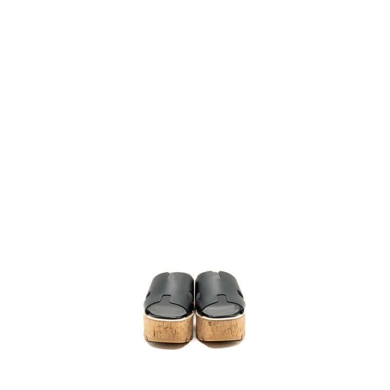 Hermes Size 37 EZE 30 Sandals Calfskin Black