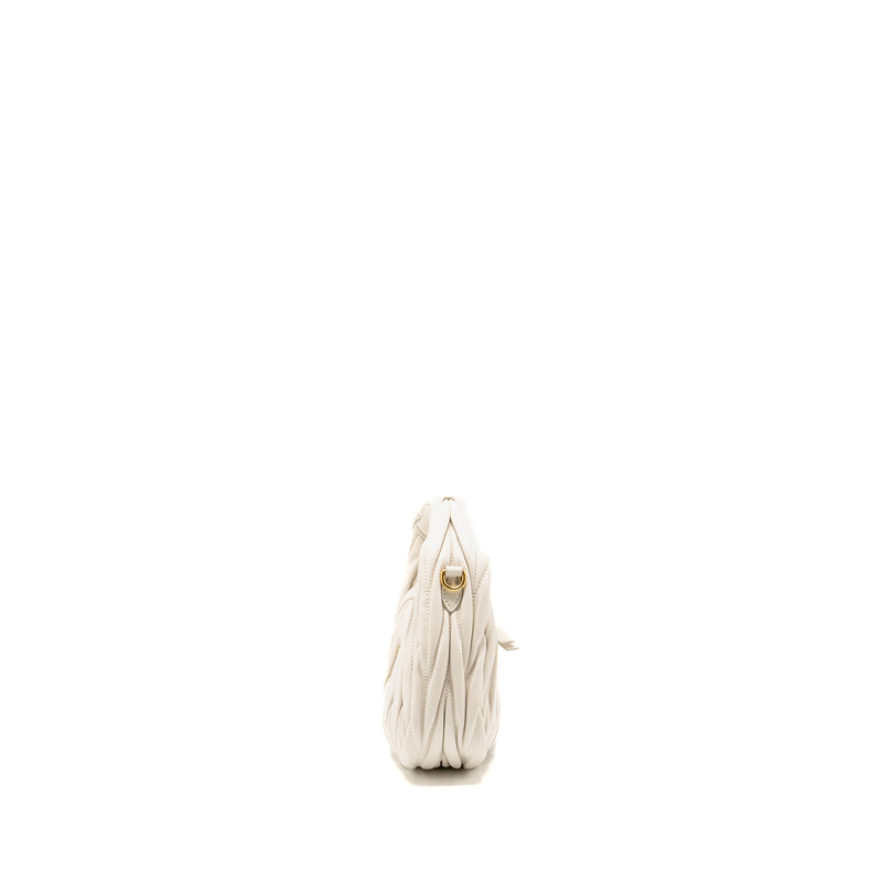 Miu Miu Wander Matelasse Mini Hobo Bag Nappa Lambskin White GHW