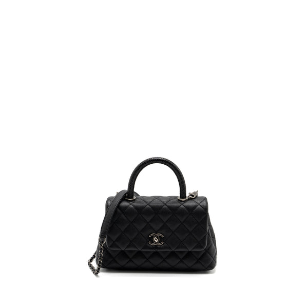 Chanel small coco handle caviar / lizard handle black ruthenium hardware