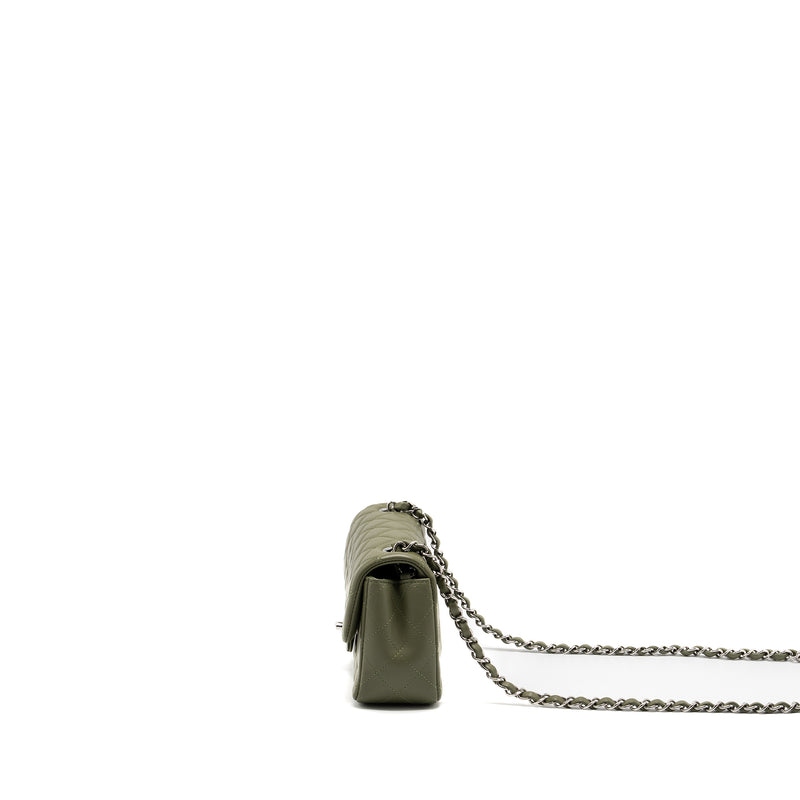 Chanel Mini Rectangular Flap Bag Lambskin Green SHW (Microchip)