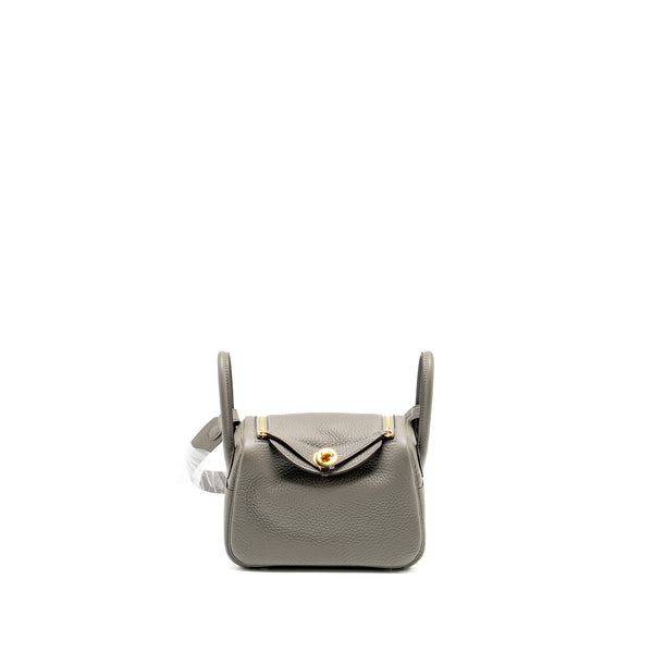 Hermes Mini lindy Clemence Gris Meyer GHW Stamp U