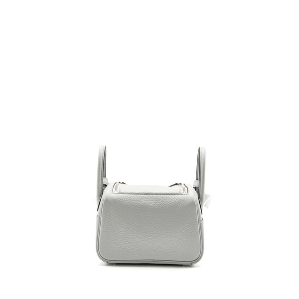 Hermes Mini Lindy Clemence Blue Pale SHW Stamp W