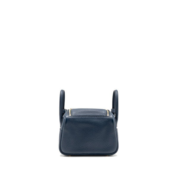 Hermes Mini Lindy Clemence Bleu De Prusse GHW Stamp W