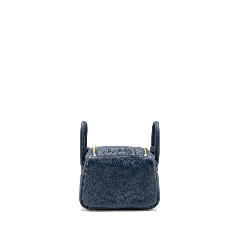 Hermes Mini Lindy Clemence Bleu De Prusse GHW Stamp W