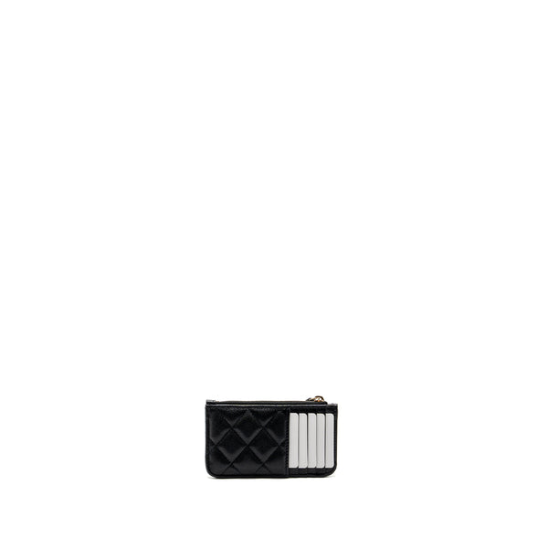 Chanel flap with zip card holder caviar black GHW (microchip)