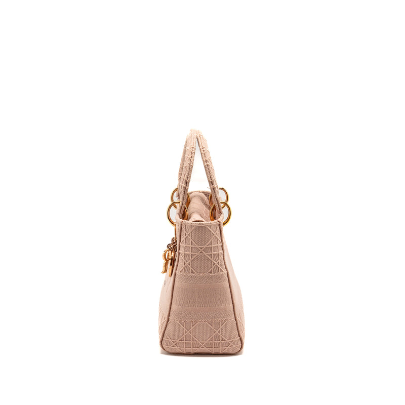 Dior Medium Lady D-Lite Bag Cannage Embroidery Rosewood Pink Hardware