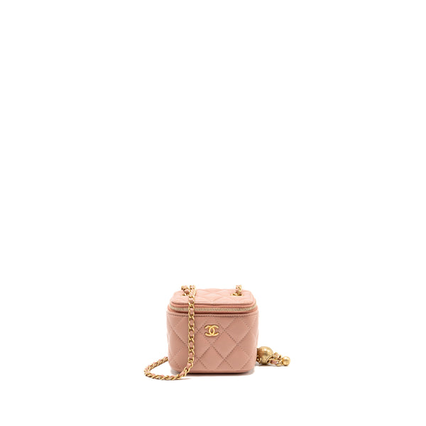 Chanel pearl crush mini vanity with chain lambskin pink GHW