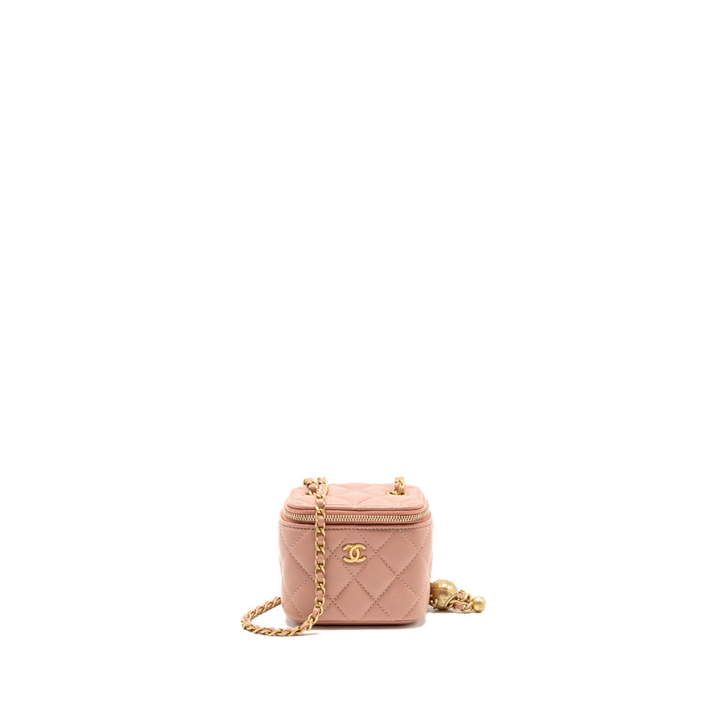 Chanel pearl crush mini vanity with chain lambskin pink GHW