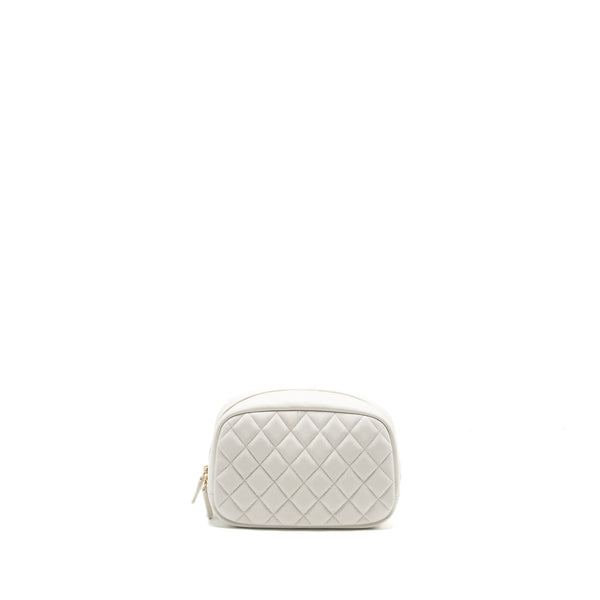 Chanel timeless classic pouch grained calfskin white LGHW (microchip)