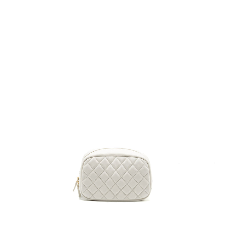 Chanel timeless classic pouch grained calfskin white LGHW (microchip)