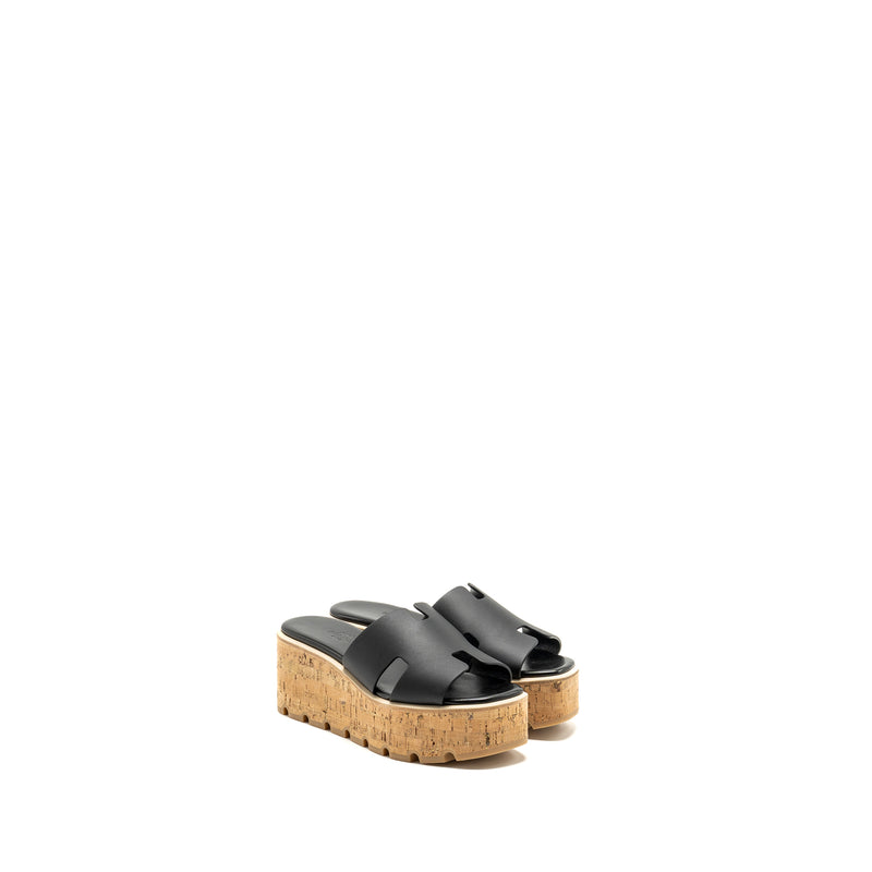 Hermes Size 37 EZE 30 Sandals Calfskin Black