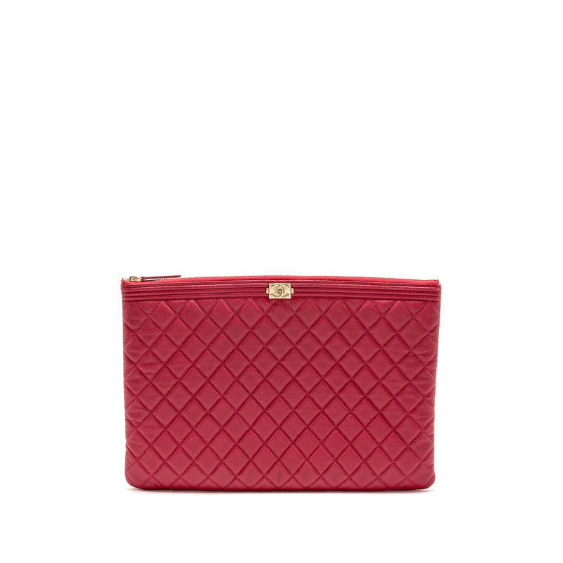 Chanel O Case Pink Chanel Large Boy O Case Zip Pouch Caviar Pink LGHW