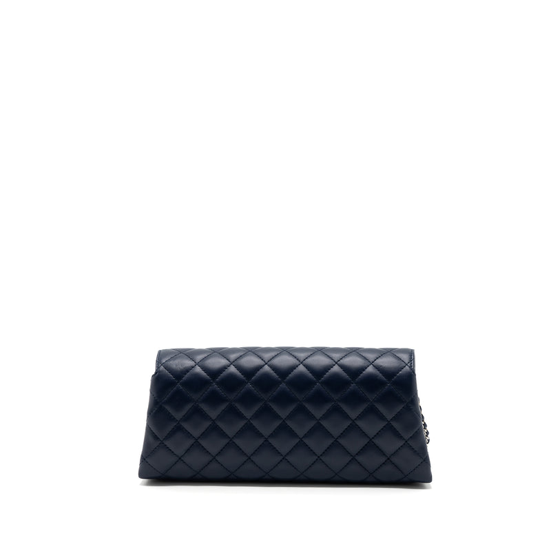 Chanel quilted long flap bag lambskin dark blue SHW