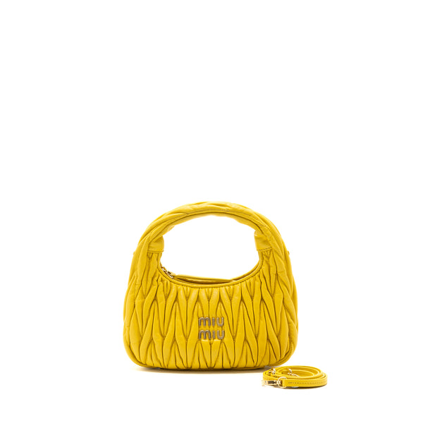 Miumiu Wander Matelasse Mini Hobo Bag Nappa Yellow GHW