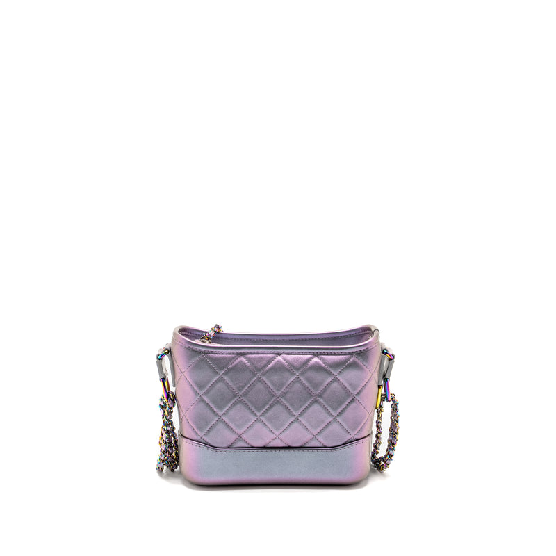 Chanel Small Gabrielle Hobo Bag Calfskin / Lambskin Iridescent Light Purple Multicolour Hardware