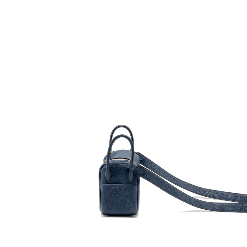 Hermes Mini Lindy Clemence Bleu De Prusse GHW Stamp W