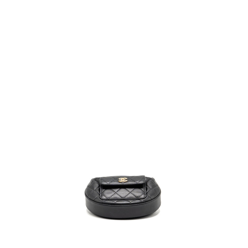Chanel 23b Round Clutch Caviar Black LGHW (microchip)