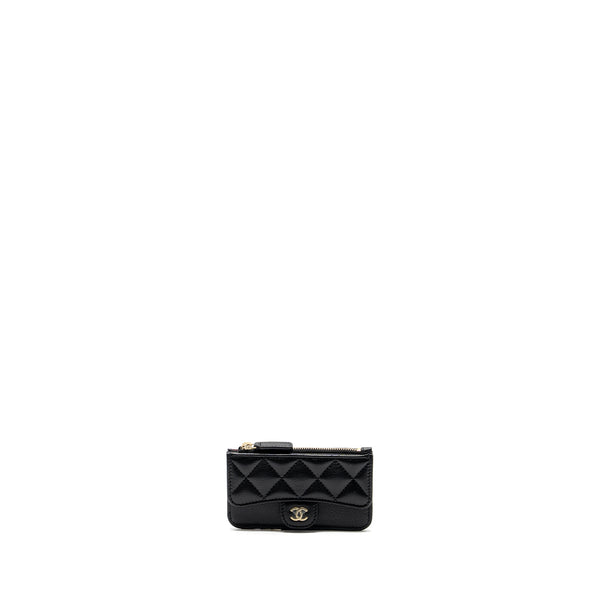 Chanel flap with zip card holder caviar black GHW (microchip)