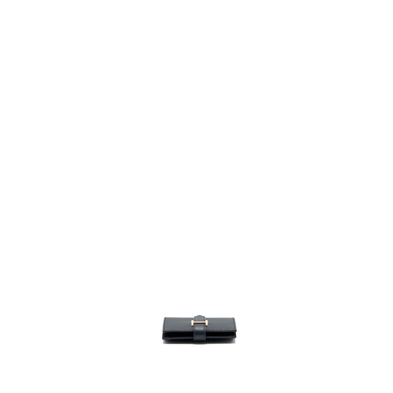 Hermes Bearn Mini Wallet Epsom Blue Indigo SHW Stamp U