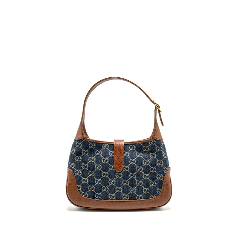 Gucci Jackie 1961 Small Shoulder Bag Denim/Leather Blue/Brown GHW